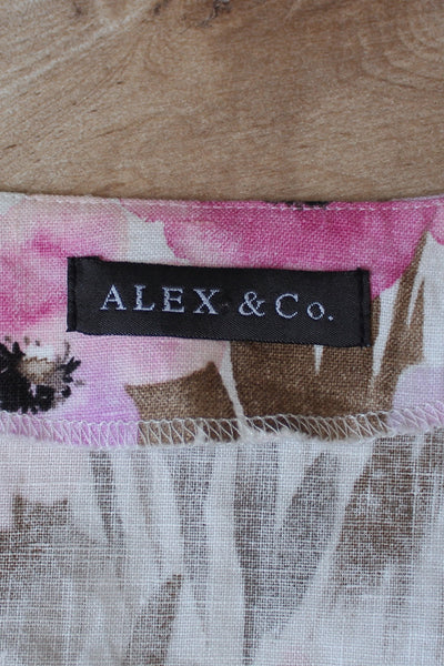 ALEX & CO 100% LINEN FLORAL JACKET - SIZE 10