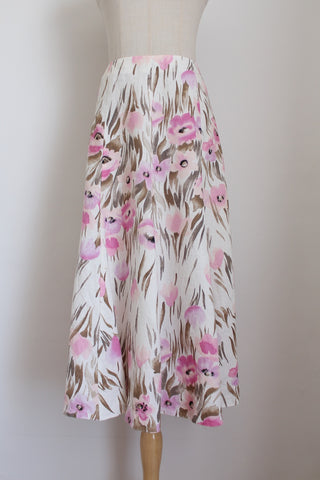 ALEX & CO 100% LINEN FLORAL SKIRT - SIZE 10
