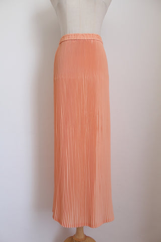 VINTAGE PLEATED MAXI SKIRT PEACH - SIZE XL