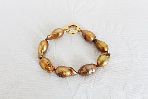 GENUINE BAROQUE PEARL STERLING BRACELET