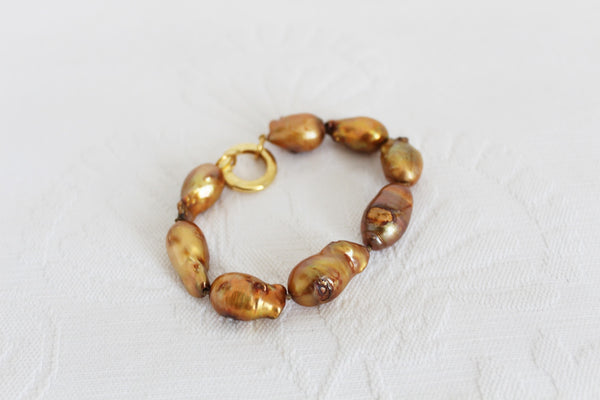 GENUINE BAROQUE PEARL STERLING BRACELET