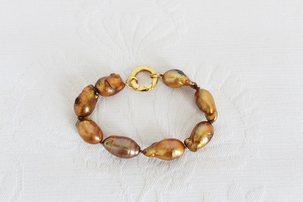 GENUINE BAROQUE PEARL STERLING BRACELET