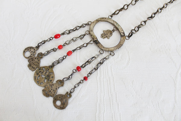 VINTAGE HAMSA HAND CHAIN NECKLACE