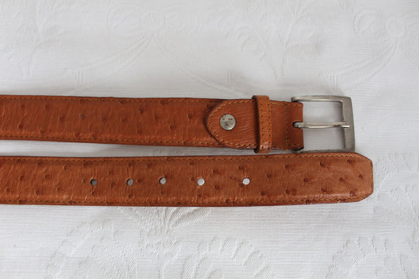 GENUINE OSTRICH LEATHER BELT TAN