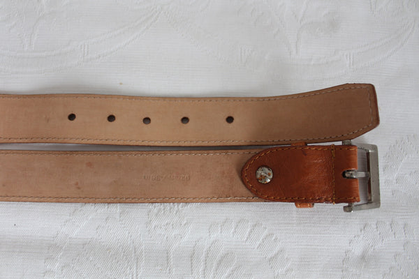 GENUINE OSTRICH LEATHER BELT TAN