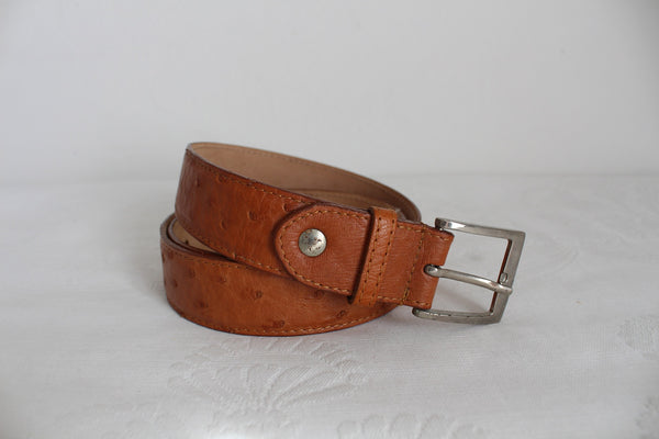 GENUINE OSTRICH LEATHER BELT TAN