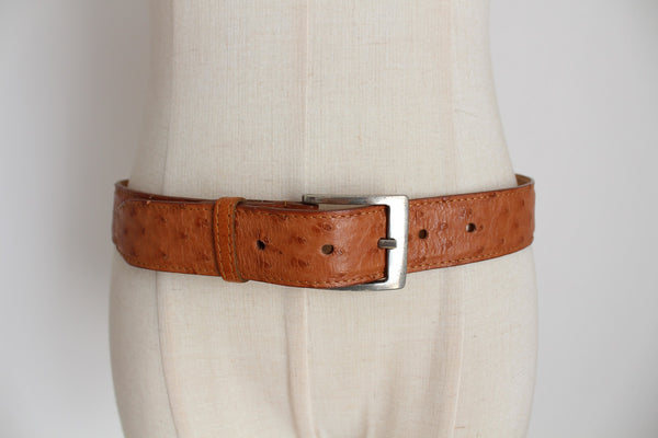 GENUINE OSTRICH LEATHER BELT TAN