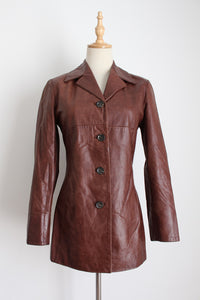 VERA PELLE VINTAGE LEATHER JACKET BROWN - SIZE 6