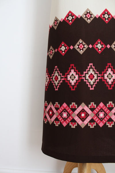 VINTAGE SLEEVELESS MAXI DRESS CREAM BROWN - SIZE 8