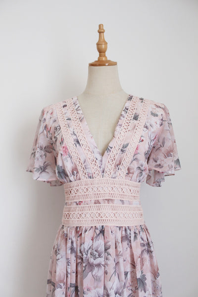 FOREVER NEW FLORAL LACE DRESS PINK - SIZE 12