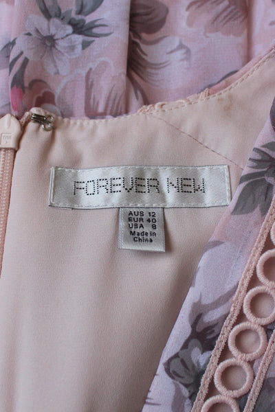 FOREVER NEW FLORAL LACE DRESS PINK - SIZE 12