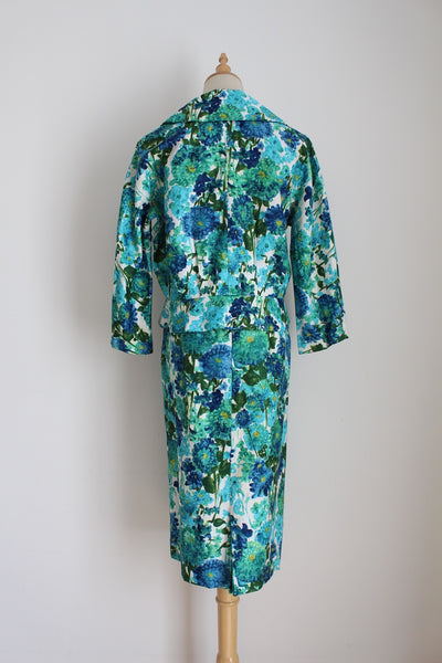 VINTAGE TWO PIECE SKIRT SUIT BLUE - SIZE 10