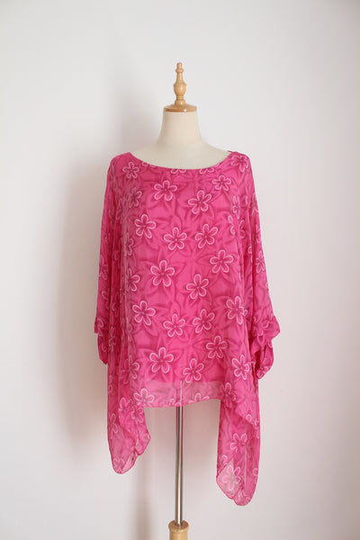 100% SILK MISS SUGAR KAFTAN TOP PINK - SIZE 12
