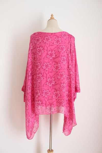 100% SILK MISS SUGAR KAFTAN TOP PINK - SIZE 12