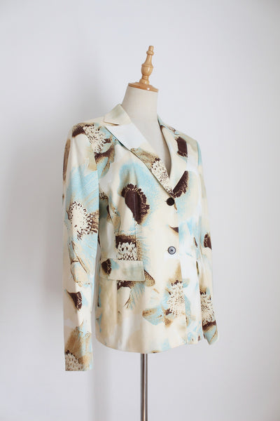 GERRY WEBER PRINTED BLAZER CREAM - SIZE 10