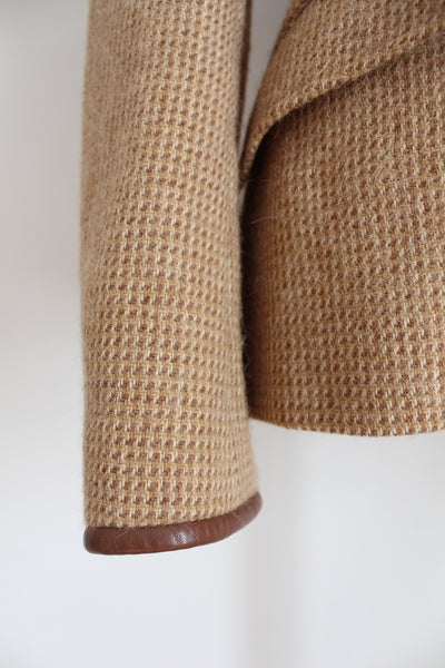 RALPH LAUREN TWEED WOOL BLAZER TAN - SIZE 8