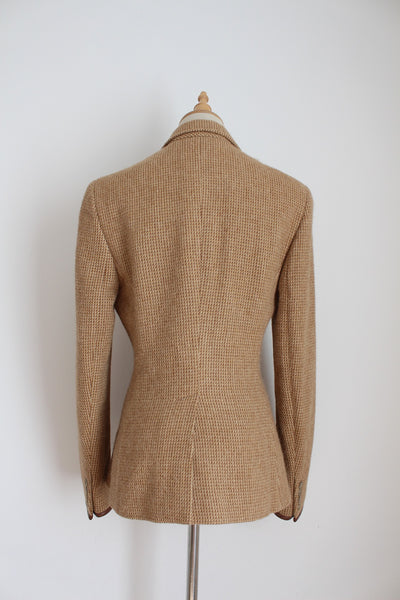 RALPH LAUREN TWEED WOOL BLAZER TAN - SIZE 8