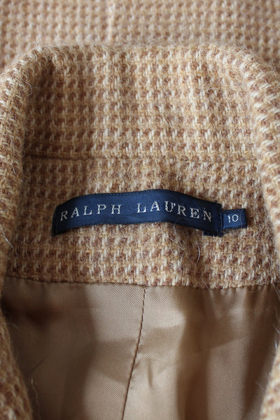 RALPH LAUREN TWEED WOOL BLAZER TAN - SIZE 8