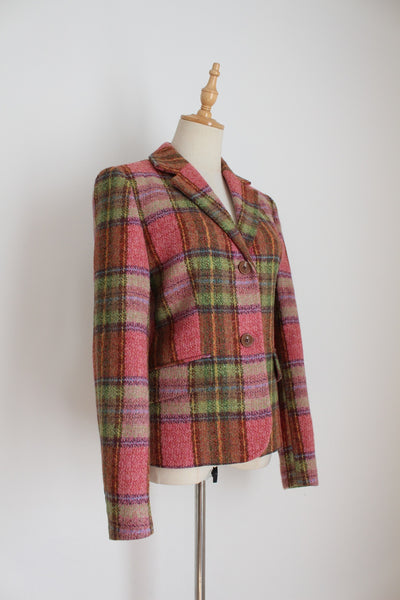 VINTAGE WOOL PLAID BLAZER MULTICOLOUR - SIZE 8