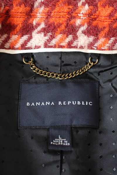 BANANA REPUBLIC WOOL HOUNDSTOOTH JACKET - SIZE 14