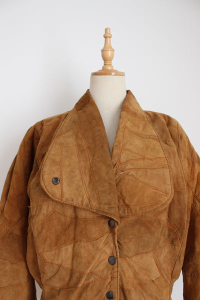 GENUINE SUEDE LEATHER VINTAGE BOMBER JACKET - SIZE 12