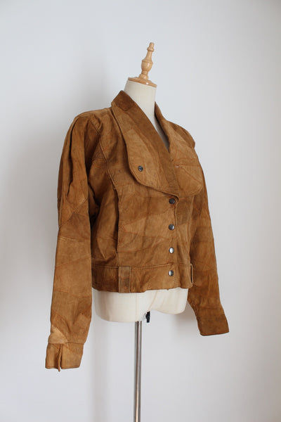 GENUINE SUEDE LEATHER VINTAGE BOMBER JACKET - SIZE 12