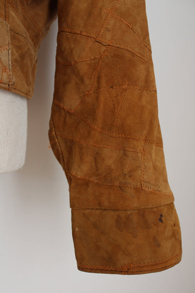 GENUINE SUEDE LEATHER VINTAGE BOMBER JACKET - SIZE 12