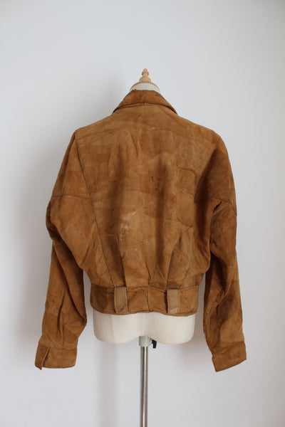 GENUINE SUEDE LEATHER VINTAGE BOMBER JACKET - SIZE 12