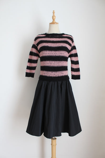 RED VALENTINO STRIPE WOOL JERSEY DRESS - SIZE 10