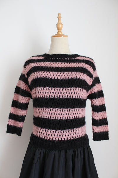 RED VALENTINO STRIPE WOOL JERSEY DRESS - SIZE 10