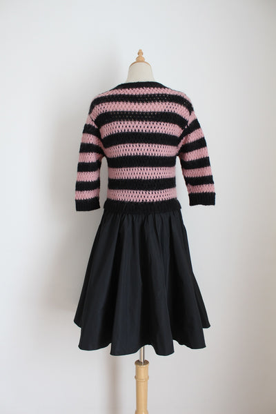 RED VALENTINO STRIPE WOOL JERSEY DRESS - SIZE 10