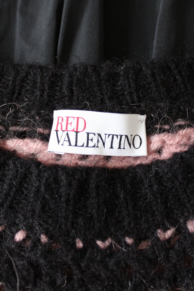 RED VALENTINO STRIPE WOOL JERSEY DRESS - SIZE 10