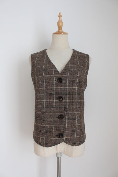 DESRAY PLAID CHECK WAISTCOAT - SIZE 14