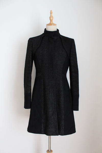KAREN MILLEN WOOL COAT BLACK - SIZE 8