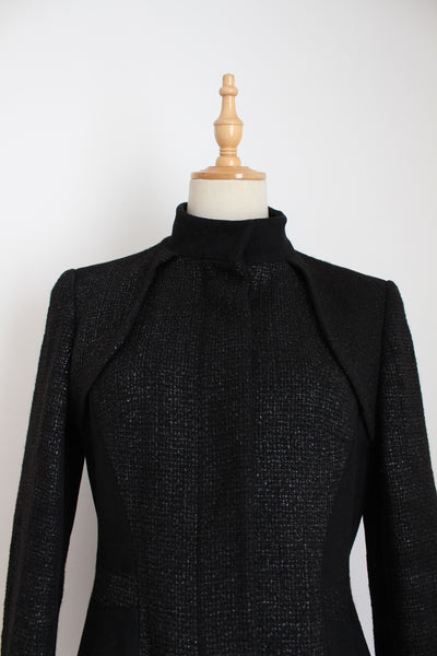 KAREN MILLEN WOOL COAT BLACK - SIZE 8