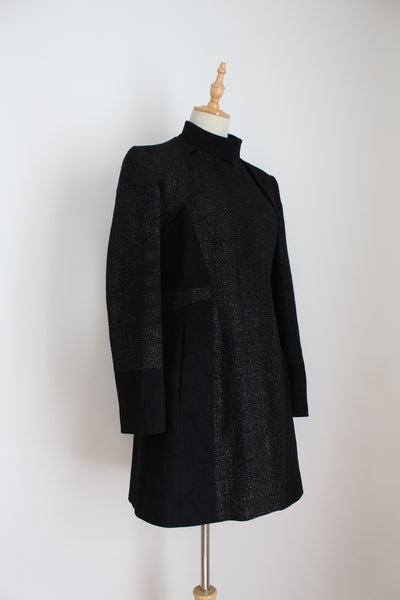 KAREN MILLEN WOOL COAT BLACK - SIZE 8