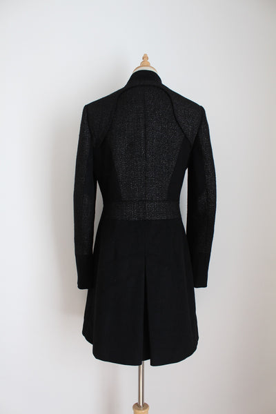 KAREN MILLEN WOOL COAT BLACK - SIZE 8