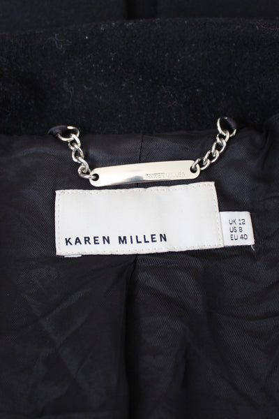 KAREN MILLEN WOOL COAT BLACK - SIZE 8