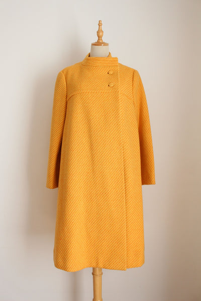 VINTAGE WOOL SWING COAT YELLOW - SIZE 10
