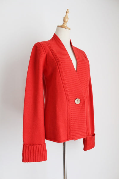 RODIER 100% WOOL CARDIGAN CORAL - SIZE S