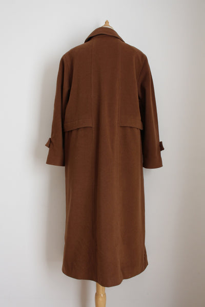 VINTAGE WOOL CASHMERE COAT BROWN - SIZE 12