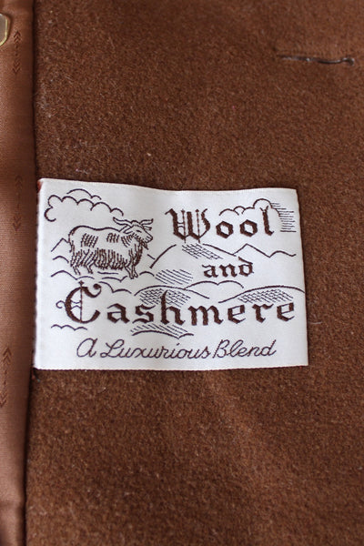 VINTAGE WOOL CASHMERE COAT BROWN - SIZE 12