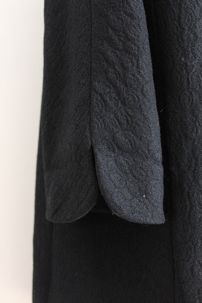 100% WOOL VINTAGE JACQUARD COAT BLACK - SIZE 16