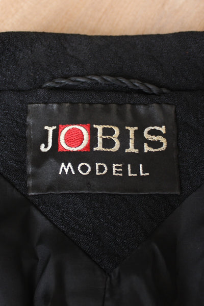 100% WOOL VINTAGE JACQUARD COAT BLACK - SIZE 16