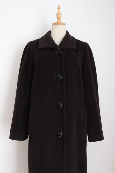 ERICH FEND VINTAGE WOOL COAT BROWN - SIZE 12