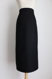 100% WOOL VINTAGE SLIM PENCIL SKIRT BLACK - SIZE 8
