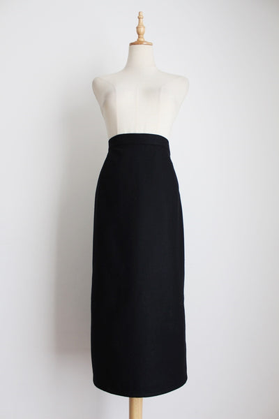 100% WOOL VINTAGE SLIM PENCIL SKIRT BLACK - SIZE 8