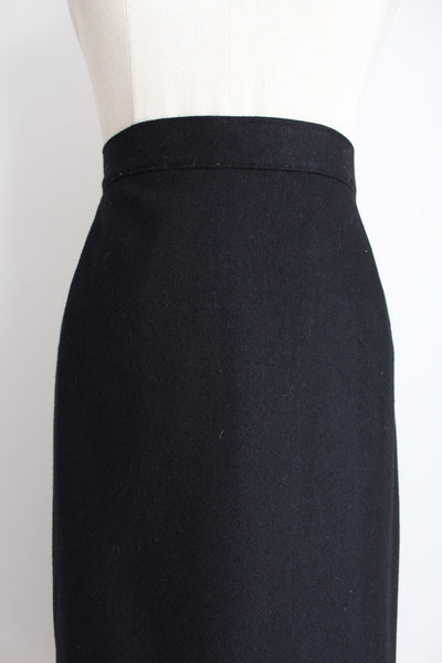 100% WOOL VINTAGE SLIM PENCIL SKIRT BLACK - SIZE 8