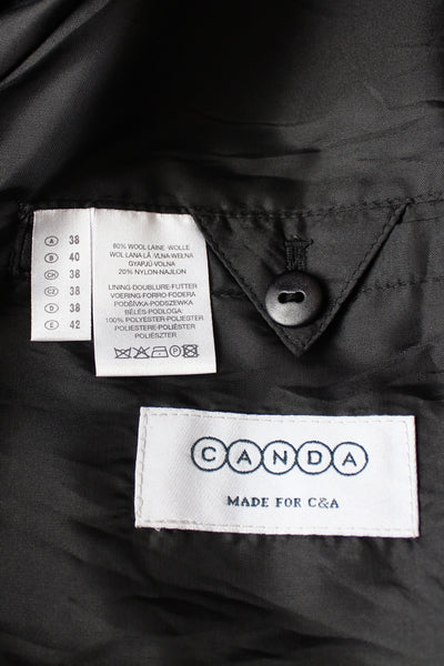 VINTAGE FAUX FUR WOOL COAT BLACK - SIZE 16