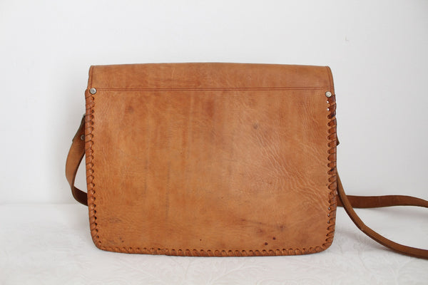 GENUINE LEATHER VINTAGE TOOLED SLING BAG